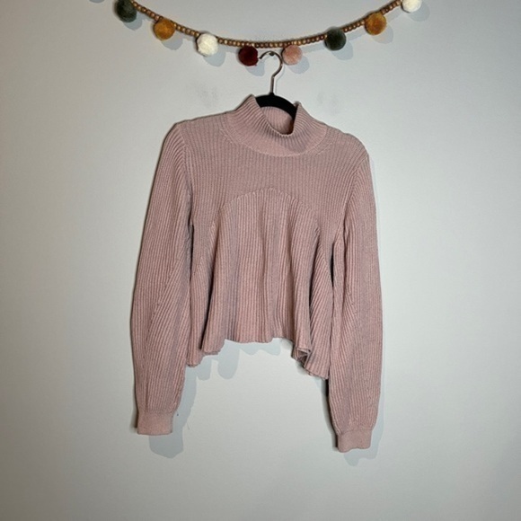 525 American blush pink mock neck trapeze sweater - Picture 1 of 5
